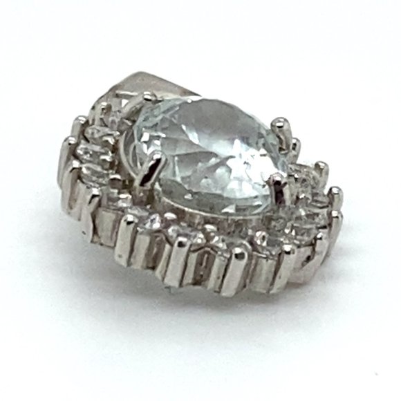 Aquamarine 3.05ct White Gold Finish Solid 925 Sterling Silver Pendant - Picture 8 of 8